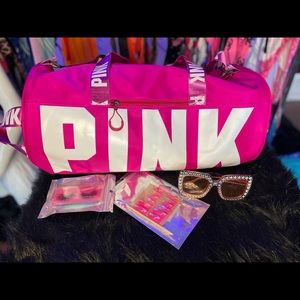 Pink duffle bag